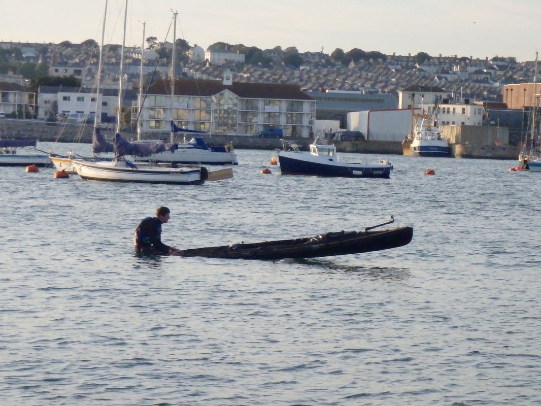 Balancing on the stern of the RTM Tempo