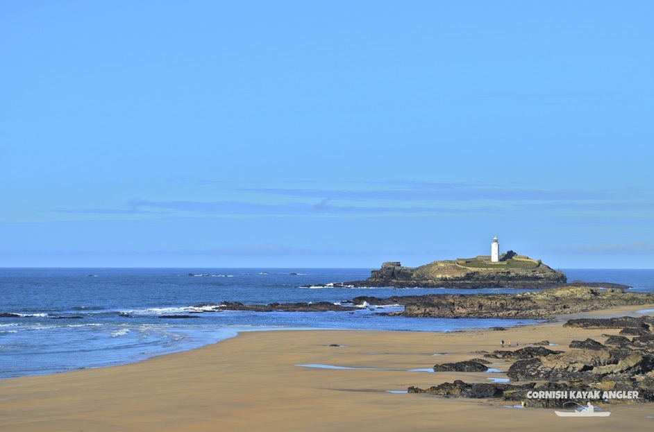 Kayak Fishing at Godrevy - You can launch on the small beach inside on the insides of the rocks