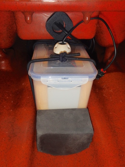 Battery Box holder in a fishing kayak