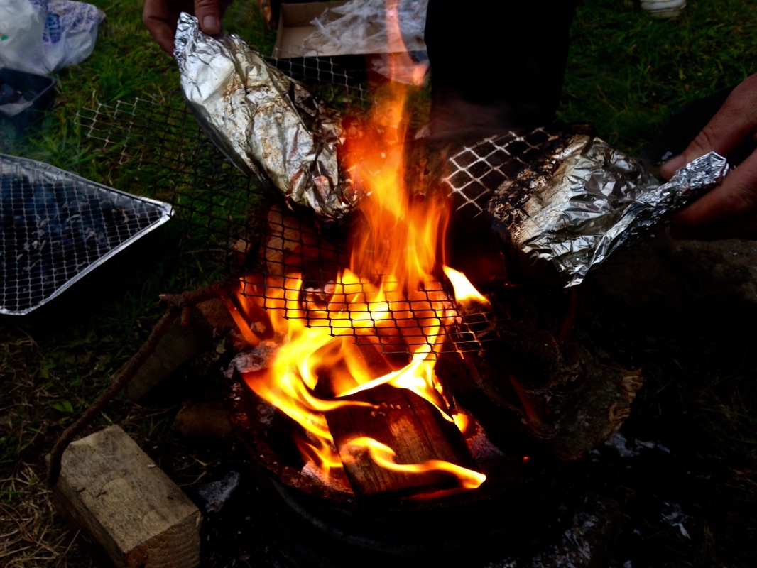 Cooking fish at the Penzance Kayak Fishing Meet 2015