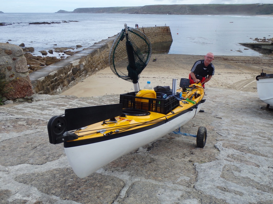 Flossy with his Kaskazi Dorado at the Penzance Kayak Fishing Meet 2015