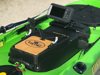 Lowrance Hook2 5 fish finder fitted to the Viking Kayaks Tackle Pod