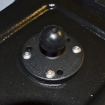 Sikflex 291i Black used to install a Ram Ball on a kayak centre hatch