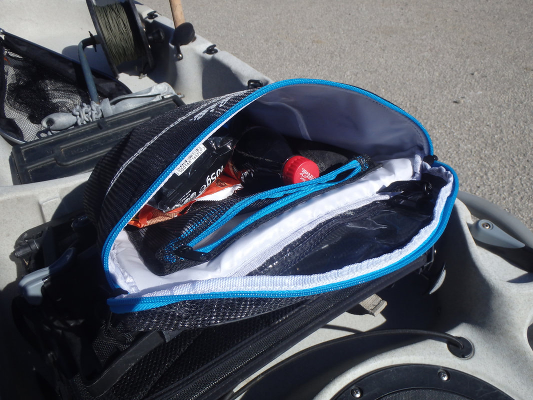 Hobie Vantage Seat Accessory Bag used to store lunch and a drink